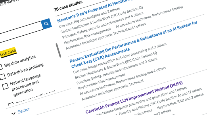 GOV.UK page for the Portfolio of AI assurance techniques
