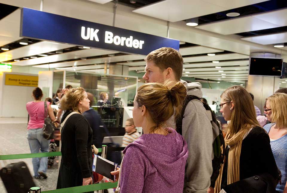 Tourists arrive at UK Border