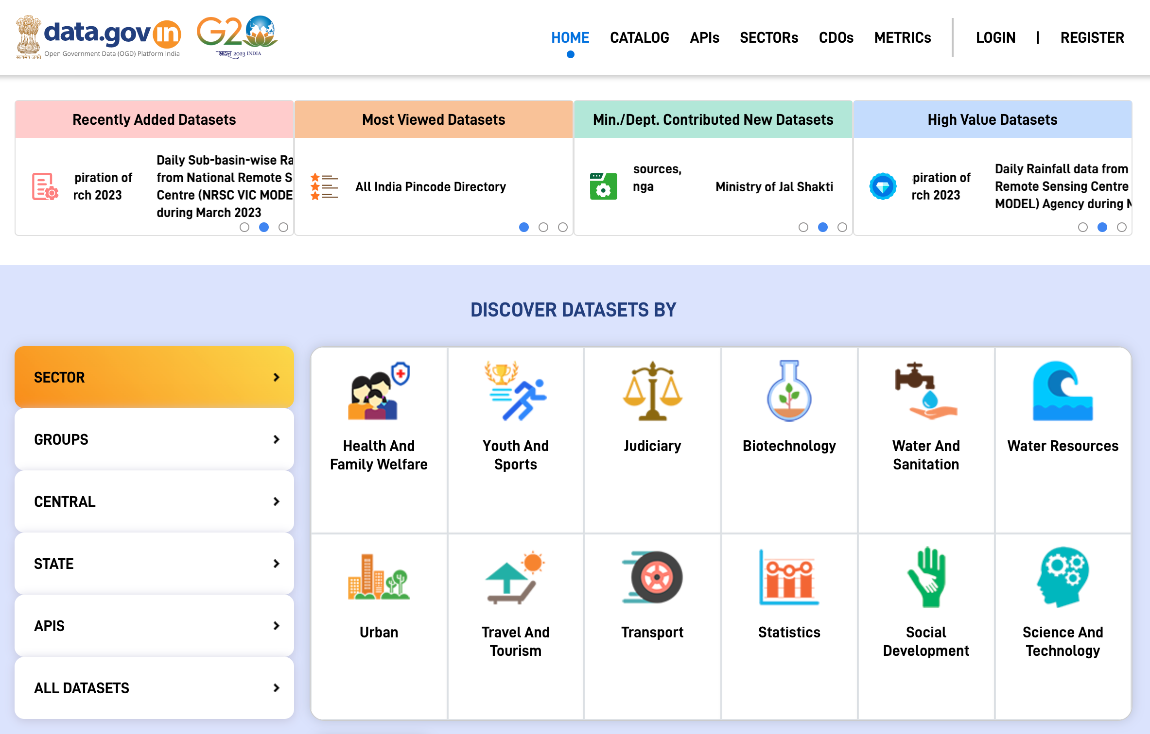 The website of India's Open Government Data Platform